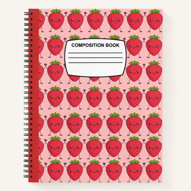 Carnet Cute Kawaii Composition des fraises (Devant)