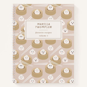 Carnet Cute Kawaii Dumplings Steamer Chopsticks Recette