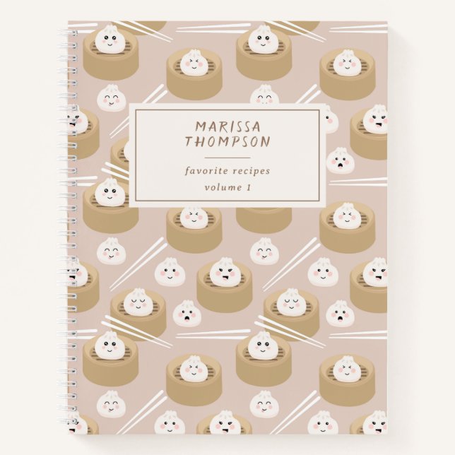 Carnet Cute Kawaii Dumplings Steamer Chopsticks Recette (Devant)