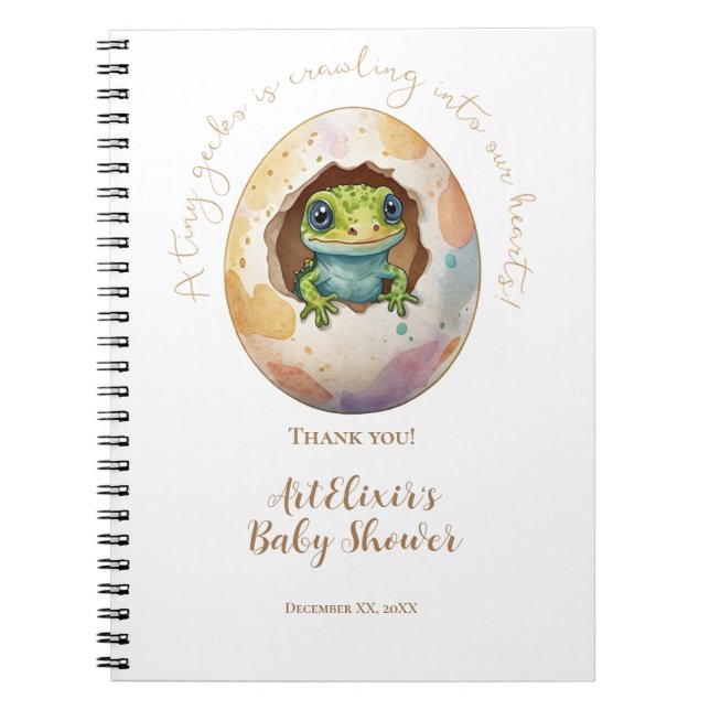 Carnet Cute Kawaii Gecko Lizard Baby shower d'oeufs (Devant)