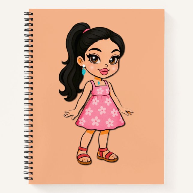 Carnet Cute Kawaii Girl Sticker (Devant)