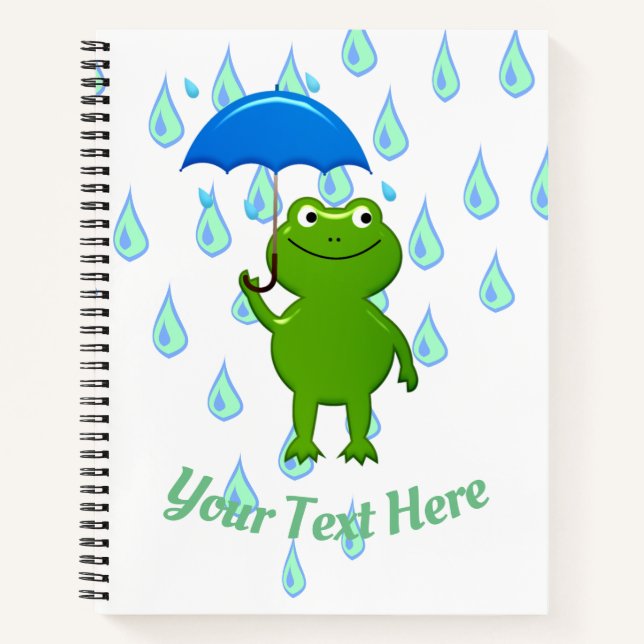Carnet Cute Kawaii Grenouille et pluie (Devant)