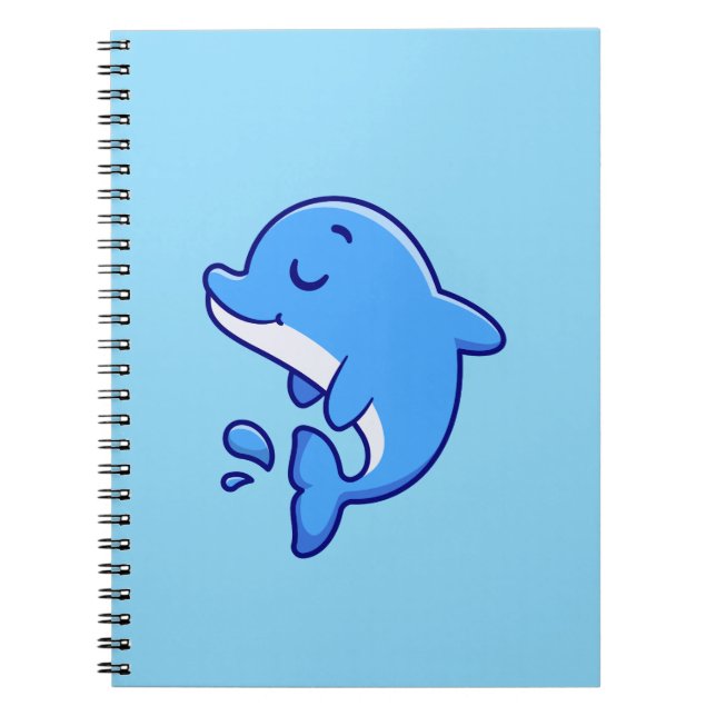 Carnet Cute Kawaii Jumping Dolphin Minimalist Illustratio (Devant)