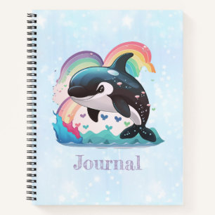 Carnet Cute Kawaii Orca Killer Whale Rainbows Papillons