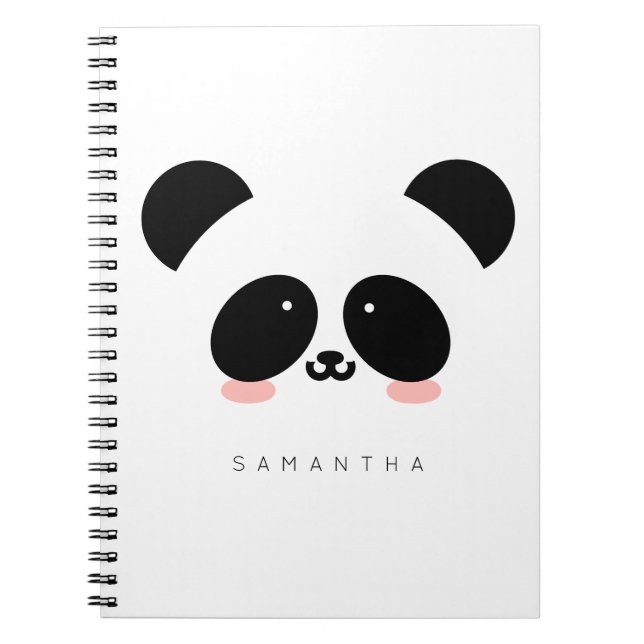 Carnet Cute Kawaii Panda| Ajouter votre nom (Devant)