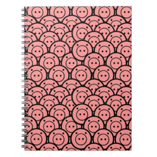 Carnet Cute Kawaii Pink Piglets & Piglets Motif Vector Ar