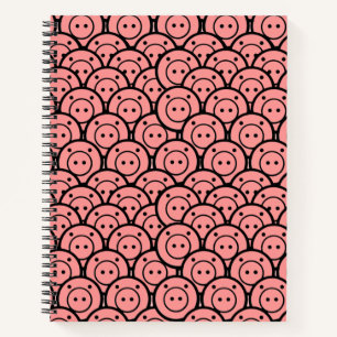 Carnet Cute Kawaii Pink Piglets & Piglets Motif Vector Ar