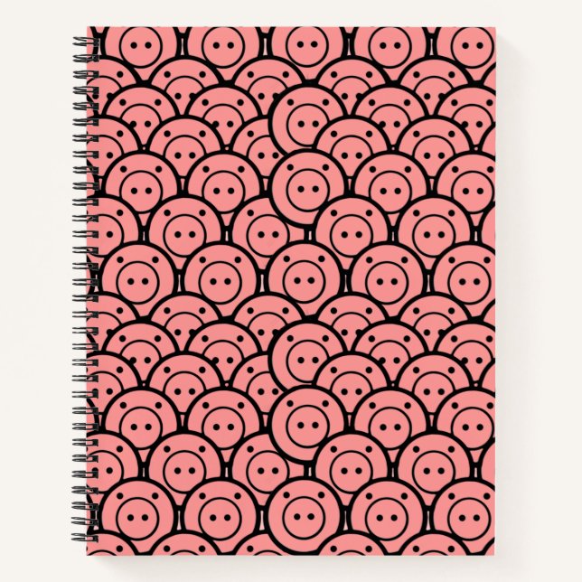Carnet Cute Kawaii Pink Piglets & Piglets Motif Vector Ar (Devant)