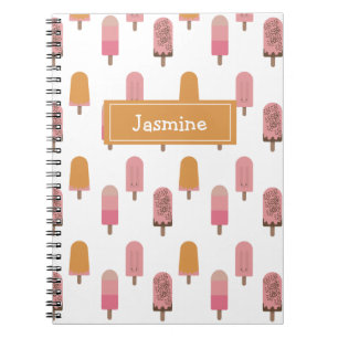 Carnet Cute Kawaii Popsicle Pops glacé Lolly Pink Monogra