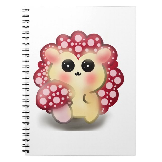 Carnet Cute Kawaii Red Mushroom Hedgehog Toadstool Art (Devant)