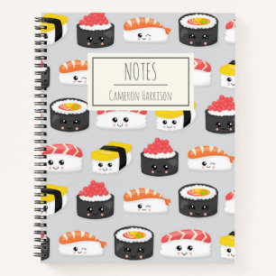 Carnet Cute Kawaii Sushi Motif Personnalisé