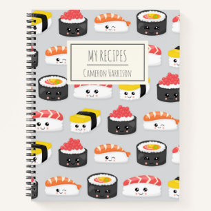 Carnet Cute Kawaii Sushi Recette Personnalisée Enfants