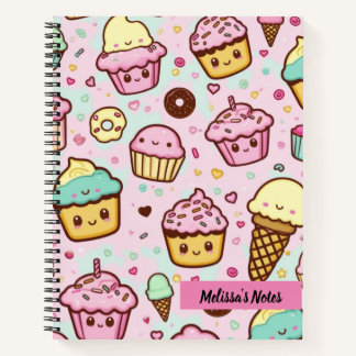 Carnet Cute Kawaii Sweet Desserts Rose Personnalisé