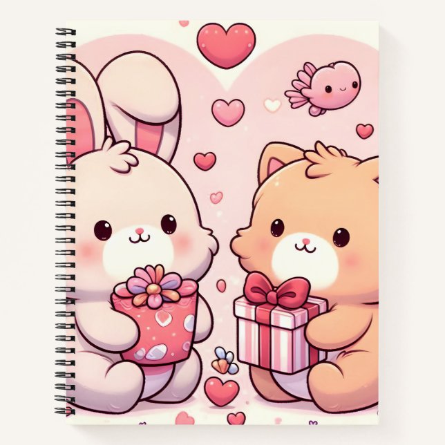 Carnet Cute Kawaii Valentine Bunny Bear Love Gift (Devant)