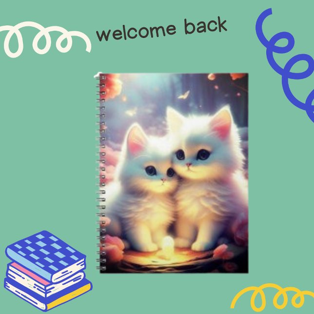 Carnet Cute Kitten Chat et lumière avec papillons Sparkly (Créateur téléchargé)