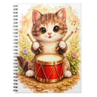 Carnet Cute Kitten Drum Spiral Notebook Kawaii