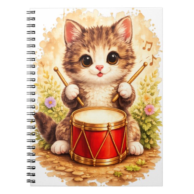 Carnet Cute Kitten Drum Spiral Notebook Kawaii (Devant)