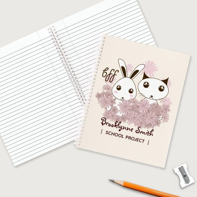 Carnet Cute Kitten et Bunny Animal Friends Filles Enfants (Créateur téléchargé)