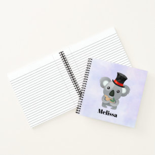 Carnet Cute Koala dans un chapeau noir