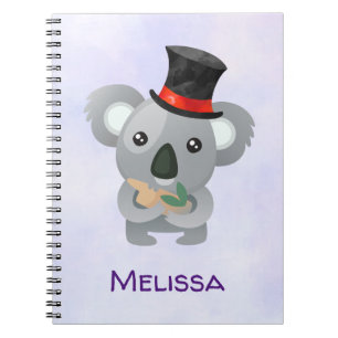 Carnet Cute Koala dans un top noir Hat Custom