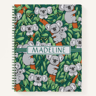 Carnet Cute Koala Motif Personnalisé Hunter Green