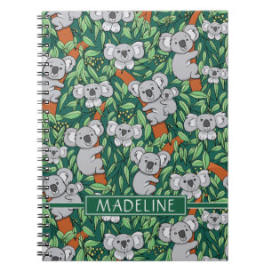 Carnet Cute Koala Motif Personnaliser Hunter Green