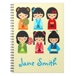 Carnet Cute Kokeshi poupées japonaises