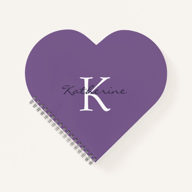 Carnet Cute Lavande Purple Coeur Personnalisé Formé (Devant)