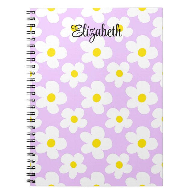 Carnet Cute lavender marguerites rétro (Devant)