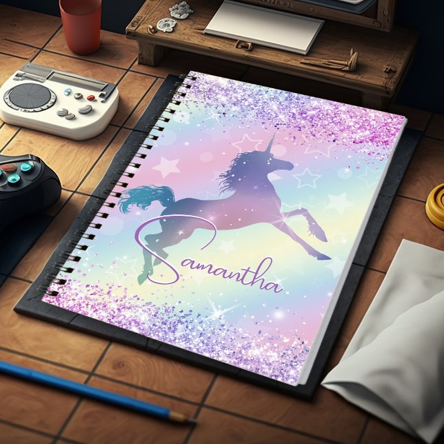 Carnet Cute licorne rose Parties scintillant arc-en-ciel  (Créateur téléchargé)