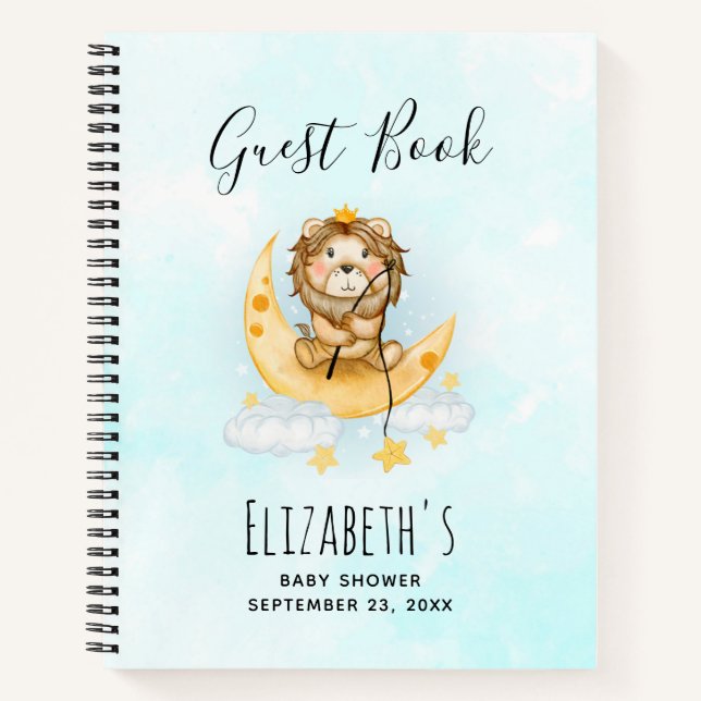 Carnet Cute Lion Fishing on the Moon Guest Book (Devant)