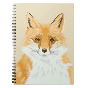 Carnet Cute Little Red Fox - transparent on beige.
