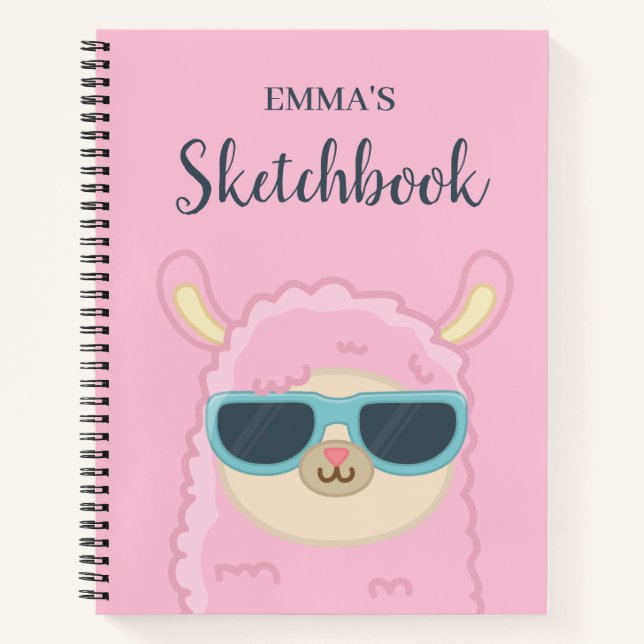Carnet Cute Llama Avec Lunettes Enfants Personnalisés (Devant)