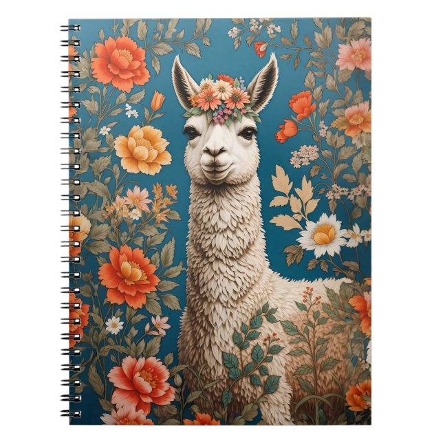 Carnet Cute Llama William Morris Inspiré Floral (Devant)