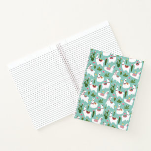 Carnet Cute Llamas Sur Motif Turquoise