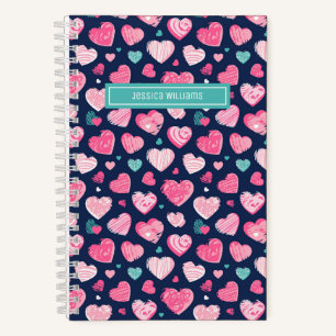 Carnet Cute Love Sweet Heart Motif Marine bleu rose