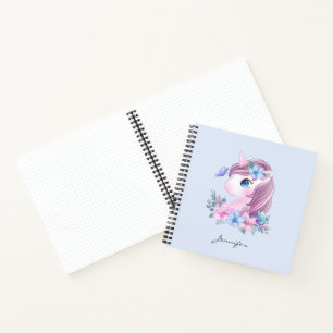 Carnet Cute & Magique Baby Unicorne en Aquarelle
