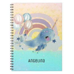 Carnet Cute Magique Mer Unicorne Nom personnalisé