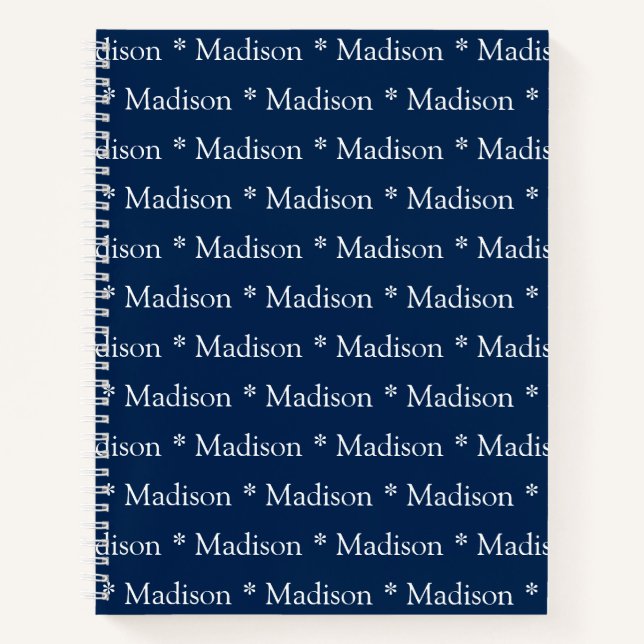 Carnet Cute marine bleu blanc nom personnalisé motif rece (Devant)