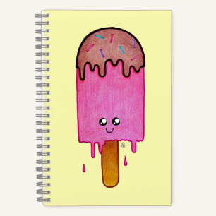 Carnet Cute Melte Pink Popsicle, Dessin de Kawaii
