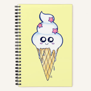 Carnet Cute Melting Ice Cream Cone, Kawaii Cartoon