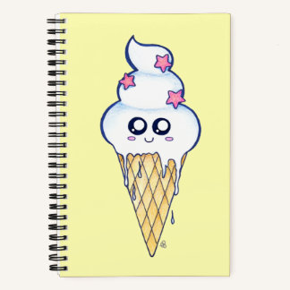 Carnet Cute Melting Ice Cream Cone, Kawaii Cartoon
