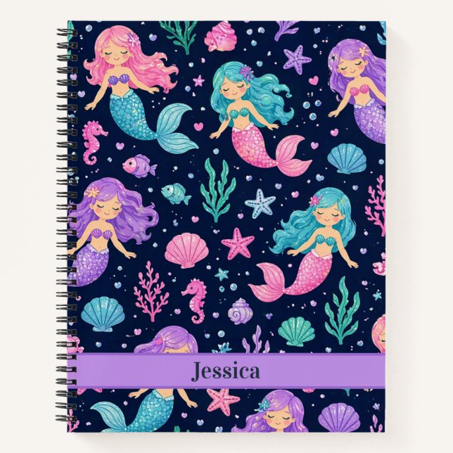 Carnet Cute Mermaid Pattern (Devant)