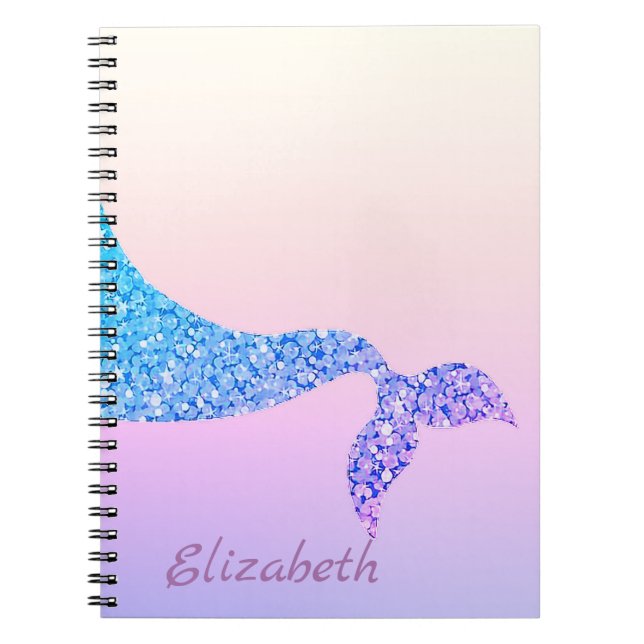 Carnet Cute Mermaid Tail, Ombre - Personnalisé (Devant)