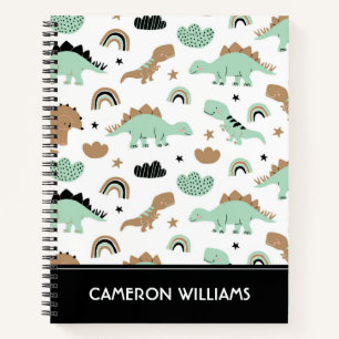 Carnet Cute Mint Green Dinosaur Motif