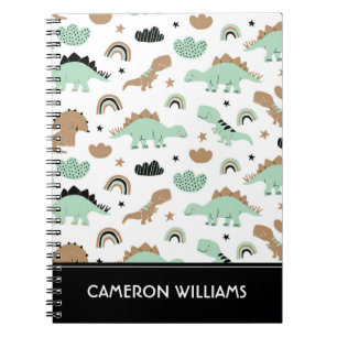 Carnet Cute Mint Green Dinosaur Motif
