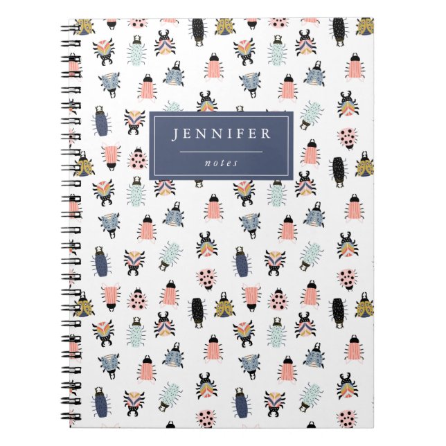 Carnet Cute Modern Insect Bugs Pattern (Devant)