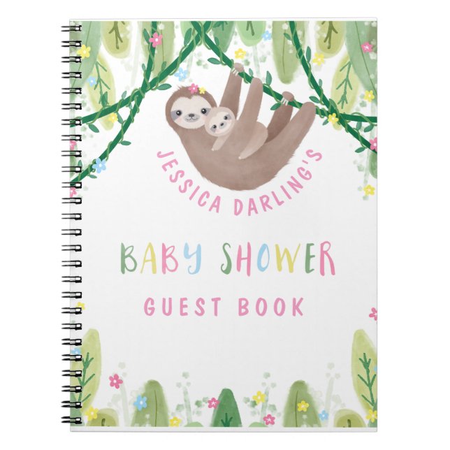 Carnet Cute Mom and Baby Sloth Guest Book (Devant)