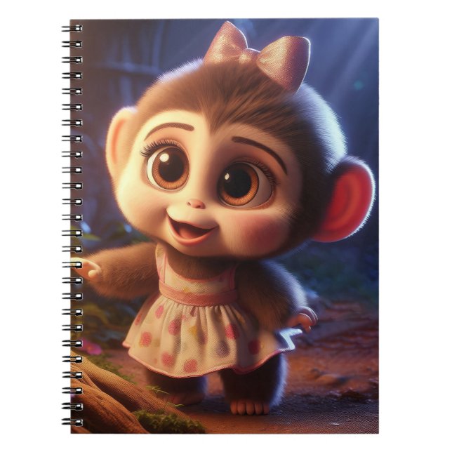 Carnet Cute monkey in a dress (Devant)