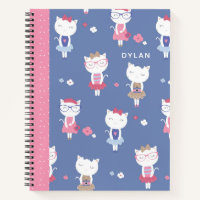 Cute Motif de chats français Bleu Croquis personna